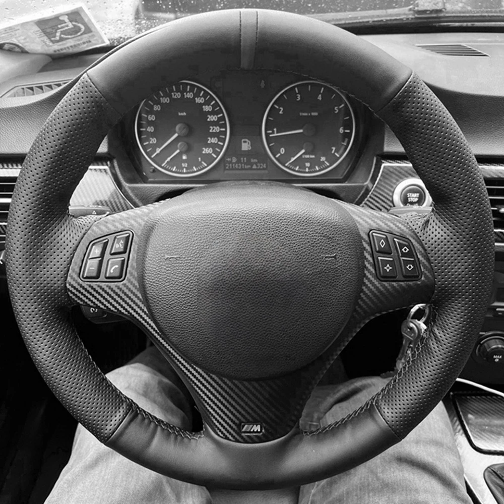 

Braid Car Steering Wheel Cover Anti-Slip Artificial Leather For BMW E87 E81 E82 E88 M Sport M3 E90 E91 E92 E93 Car Accessories