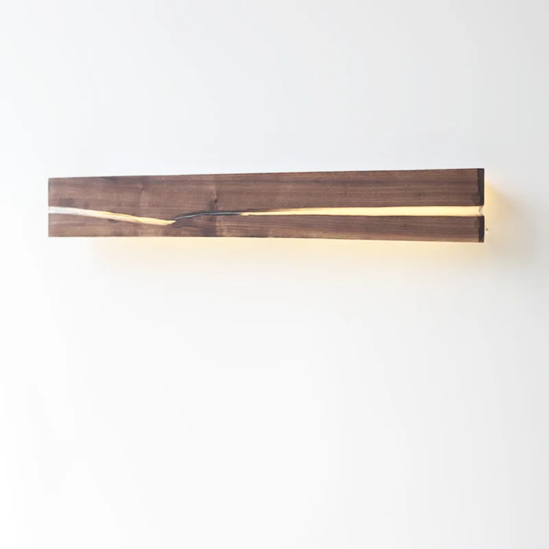 Long Antique wood crack wall lamp walnut oak elm LED indoor 