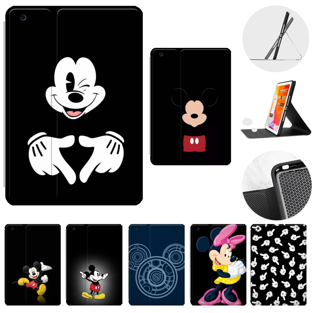 Pad 10”2 case iPad case cover iPad Air 2 Air 3 Air 4 Pad 8th Pad Mini 3 4 Mini 5 Dinsey Mickey Mouse Tablet Folding Stand Cute