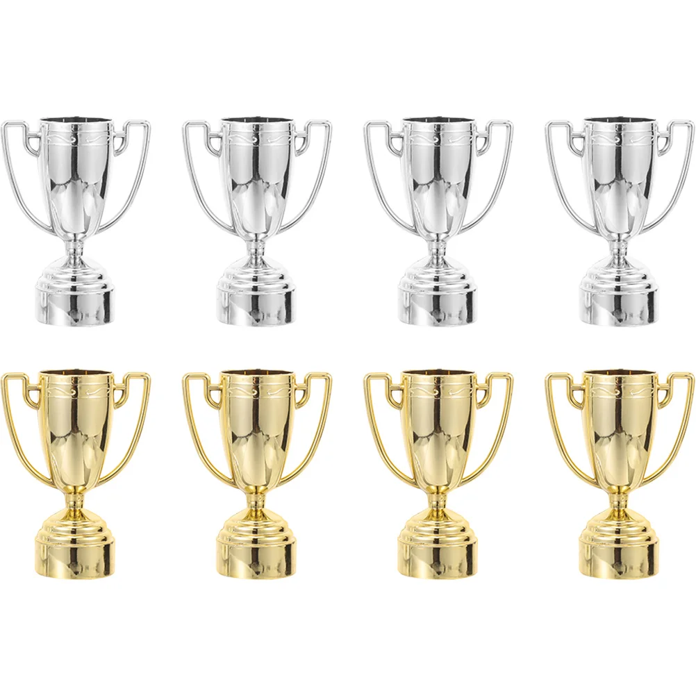 

8Pcs Sports Trophy Props Kids Winning Prizes Plastic Trophy Cups for Football Soccer Party