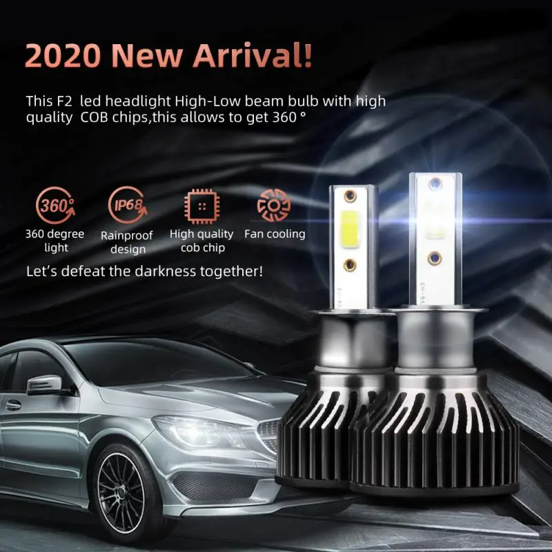 

2 xH3 LED Headlight Conversion Kit COB Bulb 50W 5000LM White High Power 6000K