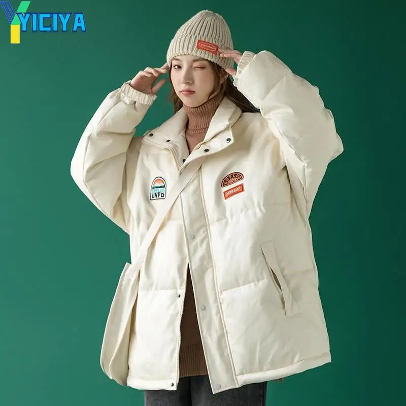 YICIYA Women's Winter Jackets 2023 New Streetwear Parka Casual Fashion Pockets Cotton Coat Female Clothing Warm Solid Parkas Y2k