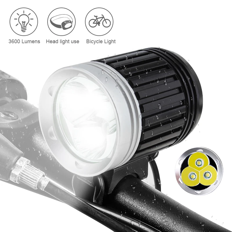 

3* T6 LED Bicycle Light 3 Mode 5400lm Bike Front Lights MTB HeadLamp Cycling Headlight and 8.4v 5200mAh 18650 Battery + Charger