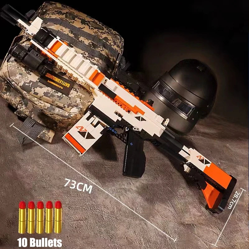 Модель стрелкового оружия M4A1 Карбин резиновой стрелкой для строительства, военного городка, технического запуска кирпича, игрушка оружие Солдат Второй мировой войны для мальчиков.