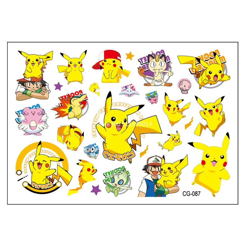 12 шт./компл. наклейки с татуировками Pokemon Детские экшн-фигурки Пикачу Мультяшные