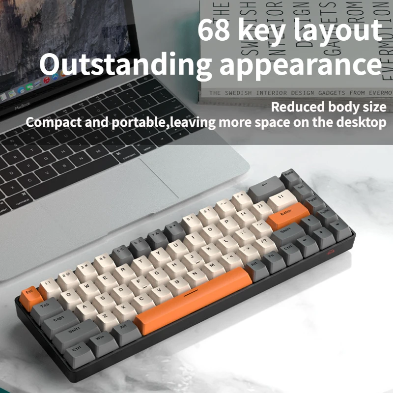 

Проводная Механическая клавиатура T8 с RGB-подсветкой, 68 клавиш, USB-геймерская мини-клавиатура Gundam E-sports, Модная Портативная клавиатура для ПК, ноутбука