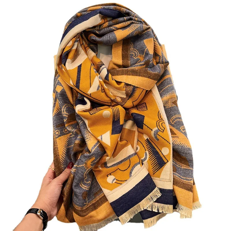 

Women Warm Winter Scarf Cashmere Neckerchief Bufanda Foulard 2022 New Shawl Brand Pashmina Poncho Warp Blanket Scarves Echarpe