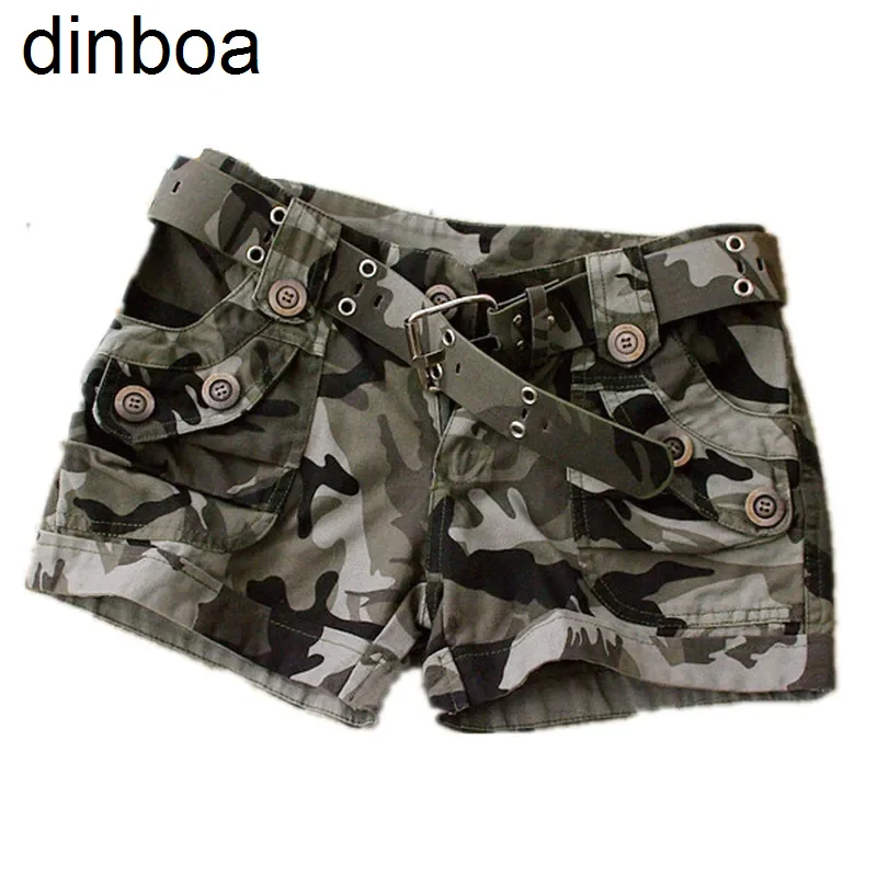 

Dinboa-women's Summer Camouflage Shorts Casual Military Zipper Pocket Pantaloon Ladies Plus Size 4xl Cotton Slim Fit Mini Shorts