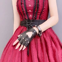 women punk short synthetic leather gloves half finger 5 handsome styles fashion black lady fingerless gloves gloves e9c5