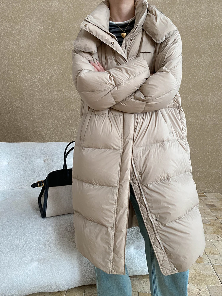 Женский пуховик EAM с капюшоном и длинными рукавами