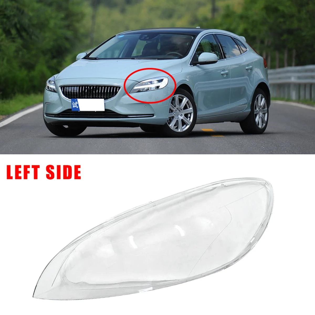 

For -Volvo V40 2013-2019 Left Car Transparent Lampshade Headlight Cover Glasses Lamp Shade Headlight Shell Cover Lens