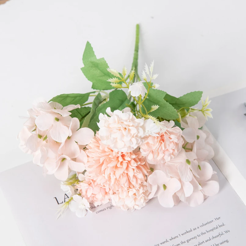 

Искусственные цветы шелковые гортензии букет 30 см