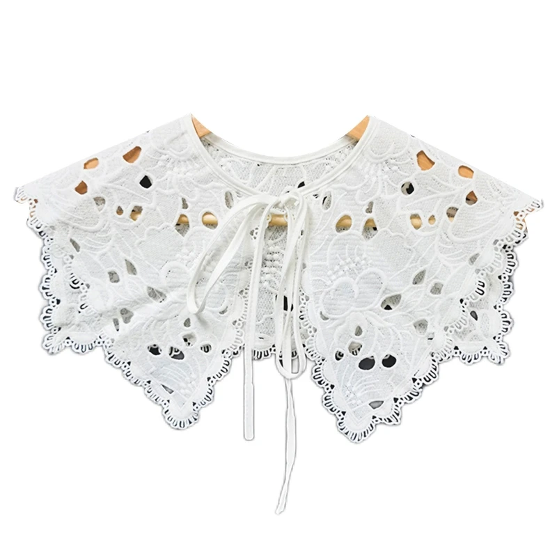 

Wide Polyester Embroidered Flowers Lace Guipure Ribbon White Dress Clothes Sewing Collar Trim Handmade DIY Lace Material