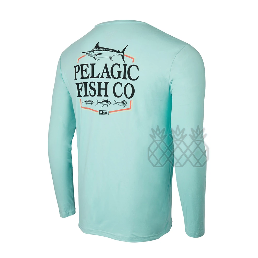 

Рубашки PELAGIC для рыбалки, мужская толстовка с длинным рукавом и круглым вырезом, УФ-Джерси, дышащие топы, одежда для рыбалки, Camisa Pesca