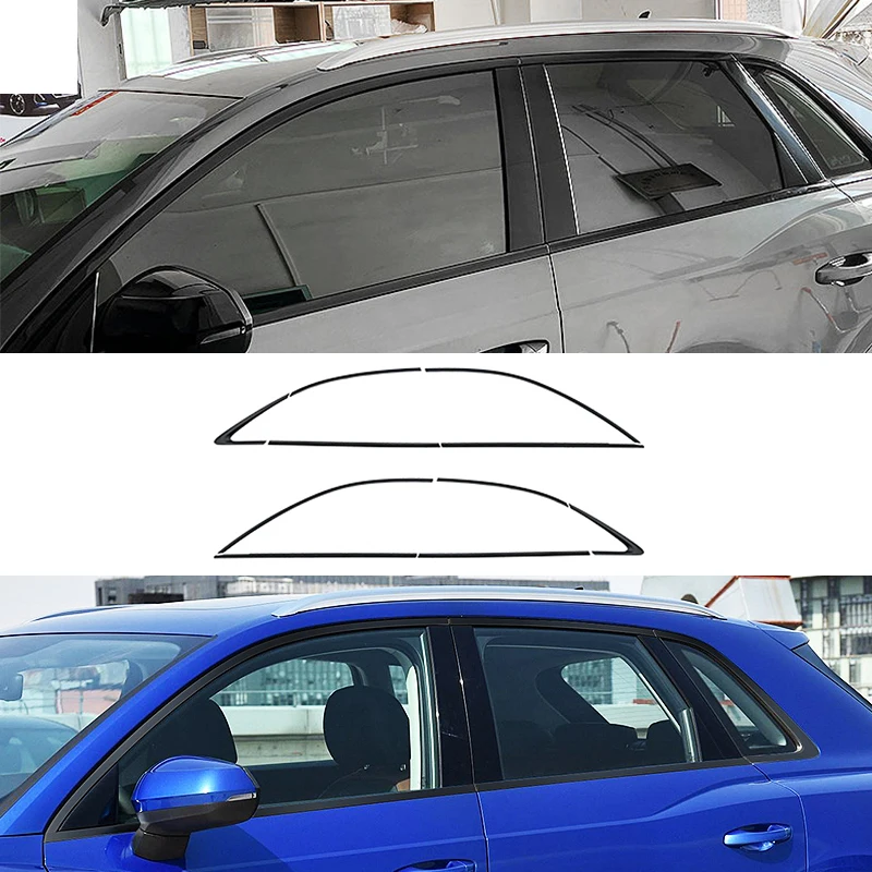 

FIT FOR Audi Q3 2019 2020 2021 2022 2023 Glossy Black Car Window Trim Molding Cover trim 10PC Chrome delete