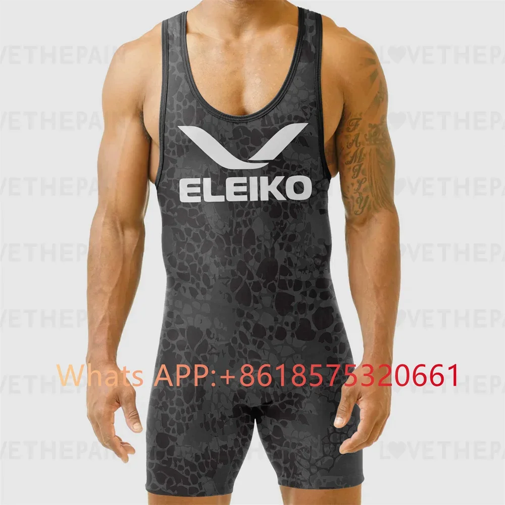 ELEIKO Mens Wrestling Singlet Uniform Advanced Singlets Clothing Train Gear Running Speedsuit Sportwear Boxing Tights