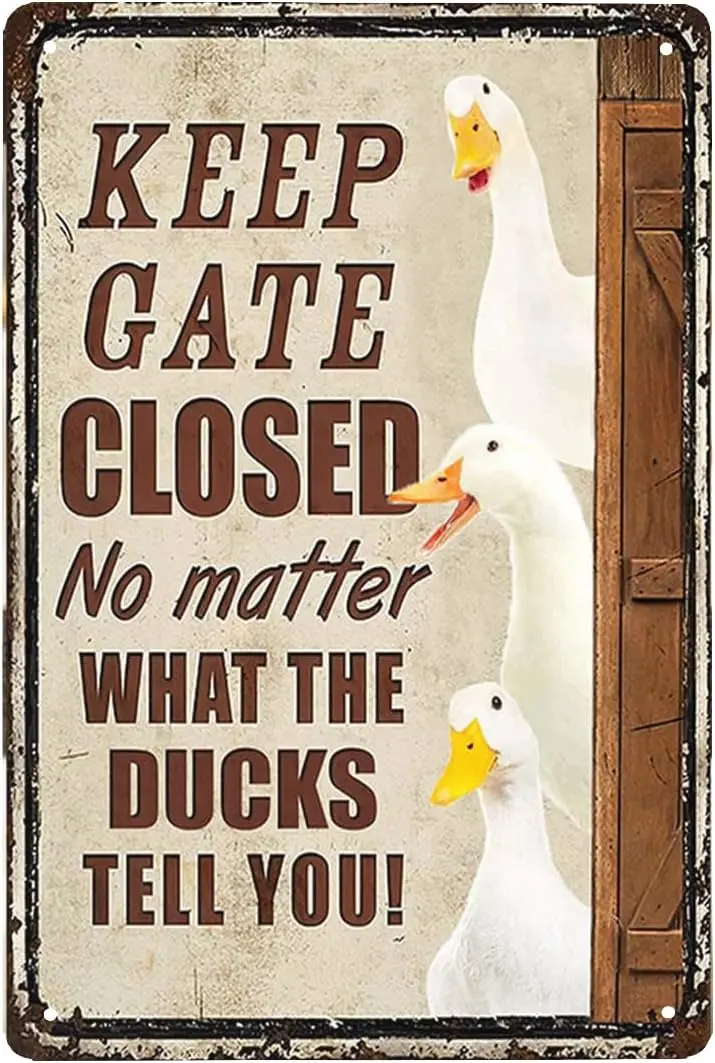 Утки Funny Keep Gte Closed Metl Sgn Gft for Ducks Frmer Dcor Home Wll Decorton rt Tn Novetly Cuton