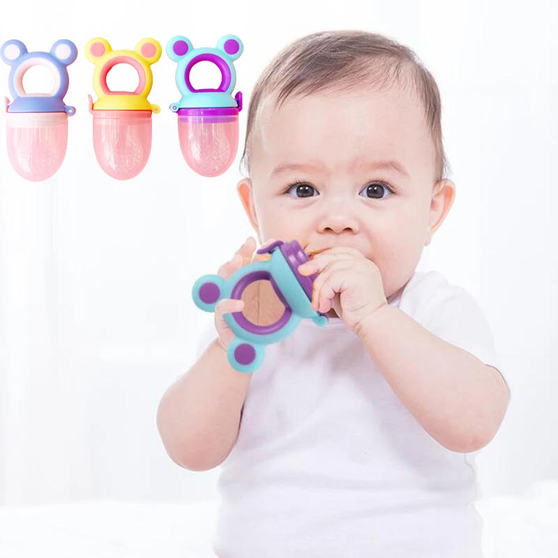 

Baby Feeder Silicone Fresh Food Nibbler Kids Boy Girl Bear Ear Fruit Feeding Safe Infant Baby Supplies Nipple Soother Bottles