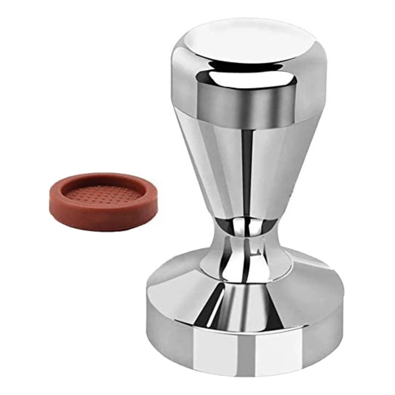 

Coffee Tamper- 58mm Coffee Tamper Coffee Presser,with Silicone Tamper Mat,Stainless Steel Coffee Tamper(Silver)