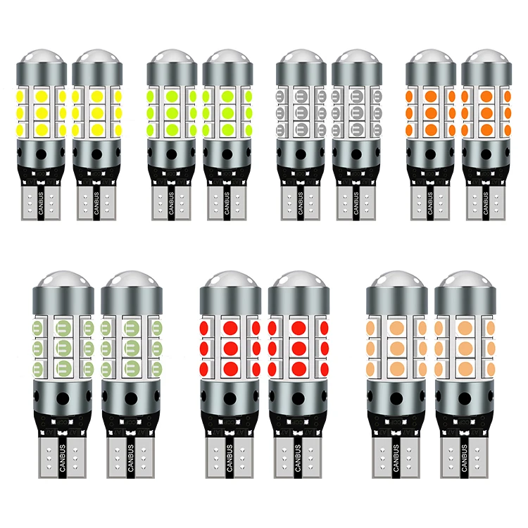 Фото Универсальные 2 шт. T10 194 3030 27SMD светодиодные клиновые лампы для освещения номерного знака, боковые габаритные огни, стояночные огни DRL Canbus, без ошибок, 12 В №5