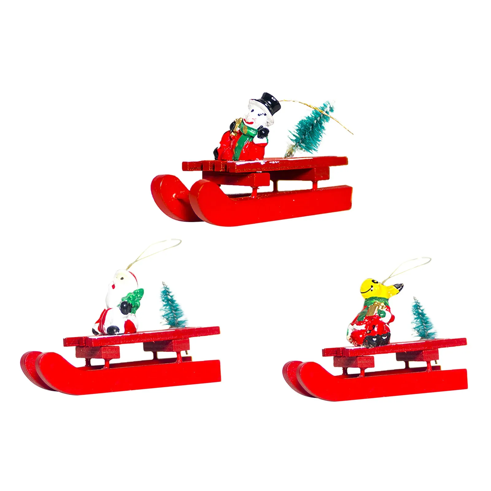 Деревянные рождественские кулоны для саней красный Санта-Клаус лось снежный