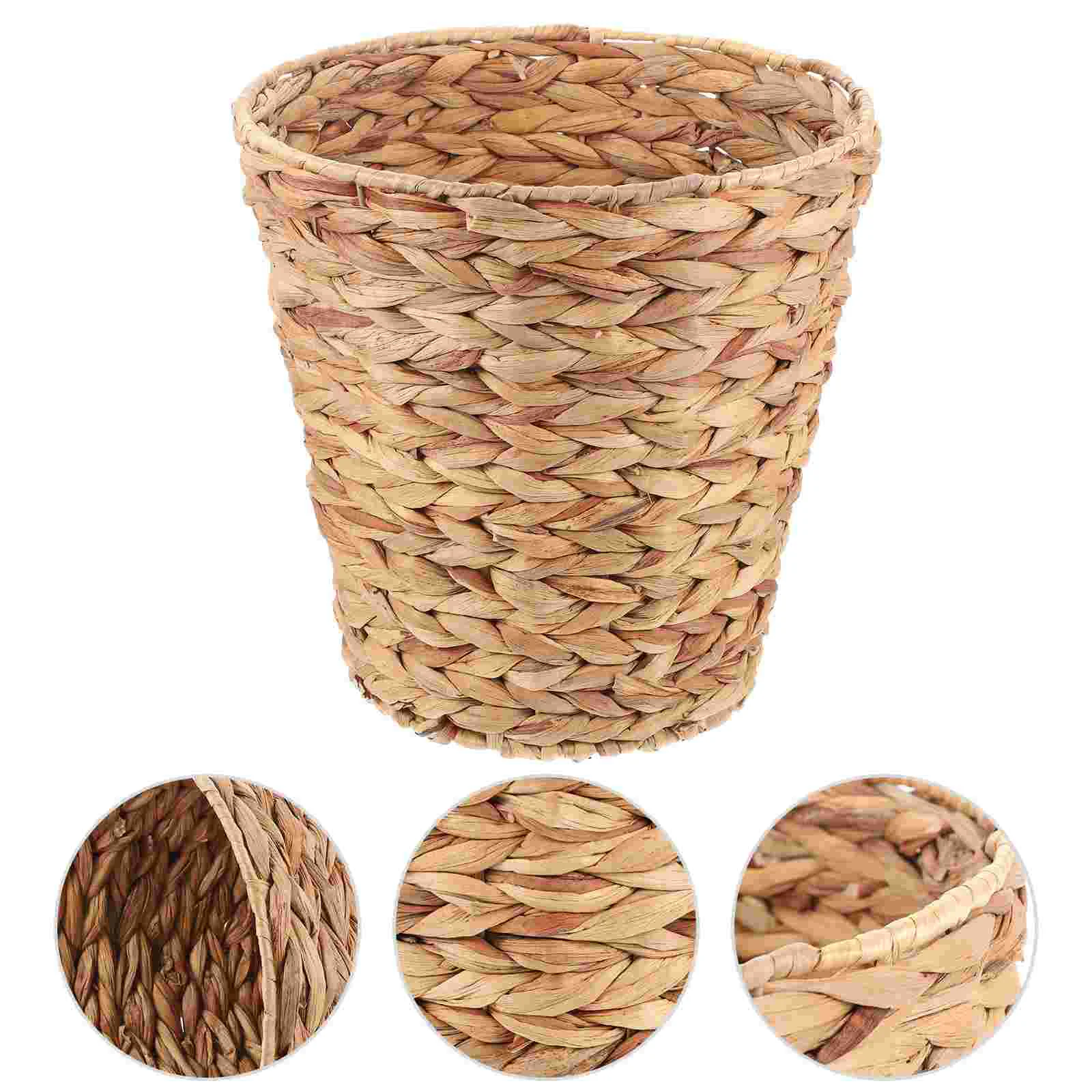 

Basket Storage Woven Container Trash Laundry Sundries Multipurpose Home Decorative Rattan Can Household Holder Desktop
