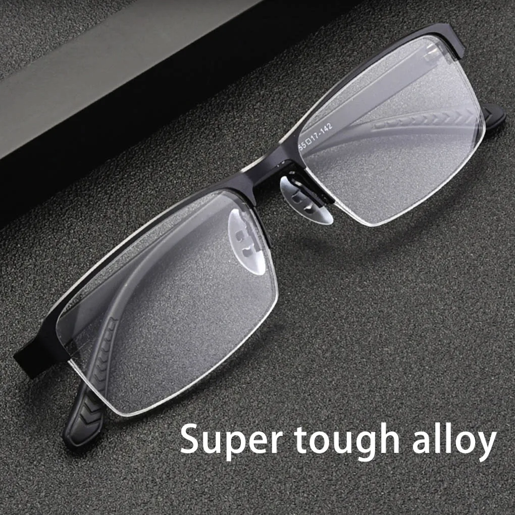 

Men Half Frame Sunglasses Reading Dual Use with Diopters Anti-slide Hyperopia Presbyopia Eyeglass Indoor Outdoor Brown 300