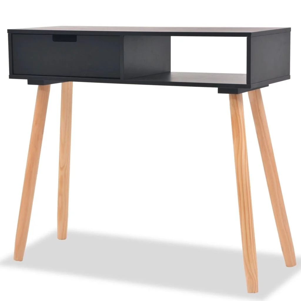 

Console Table Solid Pinewood 31.5"x11.8"x28.3" Black