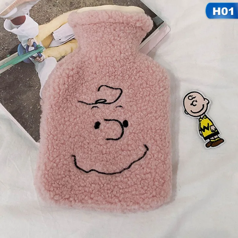 Plush Woman Water Bottle Bag  Cute Cartoon Hot Water Injection Bags Small Portable Hand Clutch Warmer Storage Bag Rubber