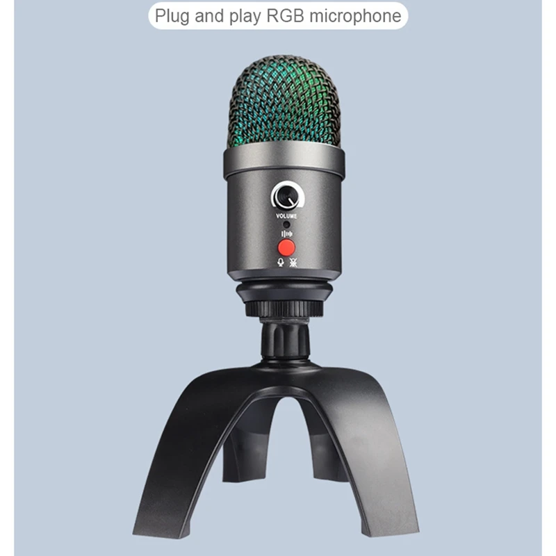 RBG Colorful Stereo Microphone Computer Gaming Live Video Conference Mic Bluetooth For Mobile Phone