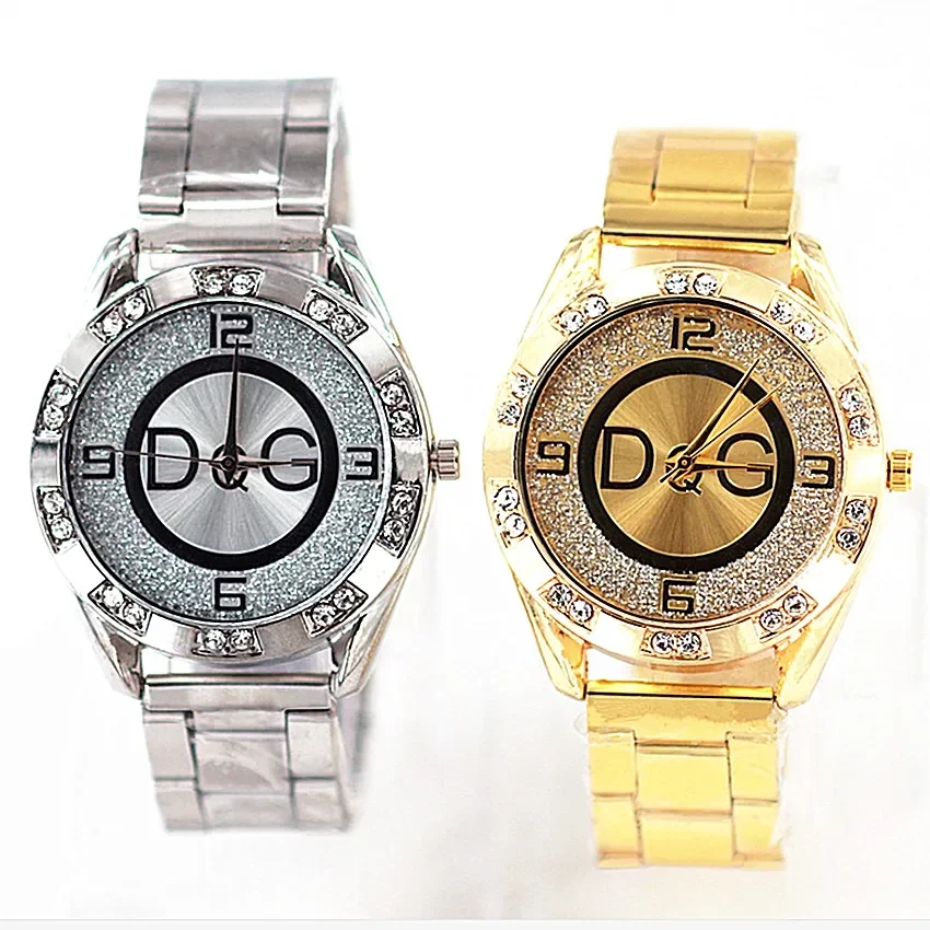 Zegarek Damski new DQG fashion luxury watch crystal quartz female watch gold silver stainless steel ladies dress watch