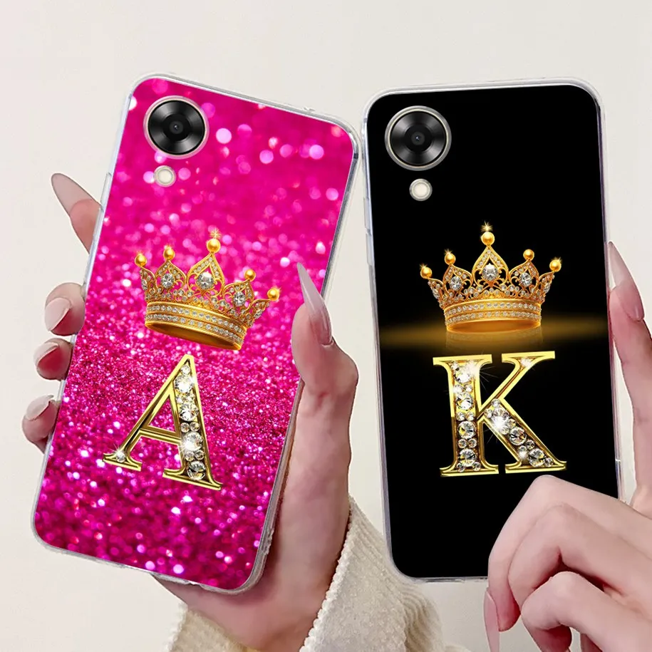 For OPPO A17k CPH2471 Case Fashion Crown Letters Soft Transparent Silicone Slim Back Cover A17 CPH2477 A 17 17k Coque