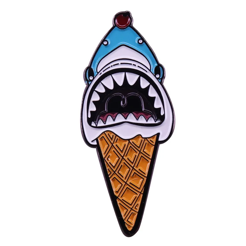 

Jewel Needle Bag LapelCreative White Shark Ice Cream Enamel Pin Wrap Clothes Lapel Brooch Fine Badge Fashion Jewelry Friend Gift