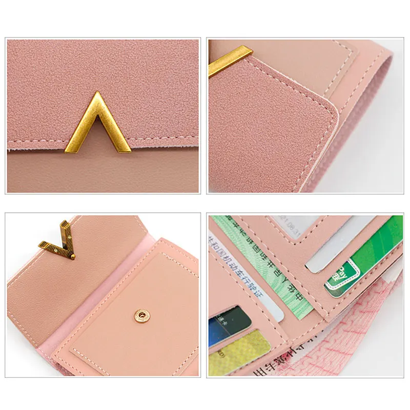 Free Name Engraving Short Women Wallets Slim Credit Card Holder Simple Female Purses Photo Holder Fashion Cute Wallet For Girls