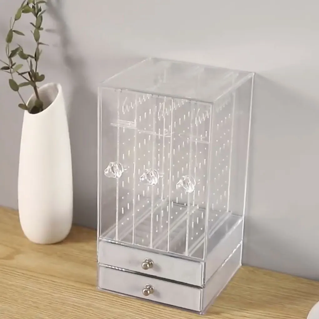 Transparent Acrylic Jewelry Show Shelf Necklace Bracelet Earrings Ring Dresser Dust Rack Drawer Ornaments Finishing Storage Box