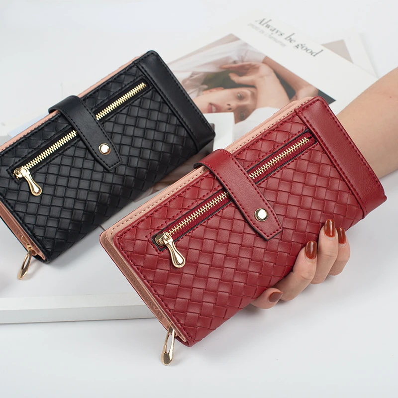 

2022 Fashion Trend Woven Drawstring Buckle Multi-card Slot Large Capacity Long Ins Wallet Designer Wallet Luxury Brand Women