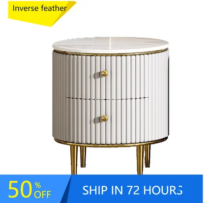 

Living Room Cabinet White Finish Luxury Room Stainless Steel Feet Accent Table With Drawers Modern Design Marble Bedside Table