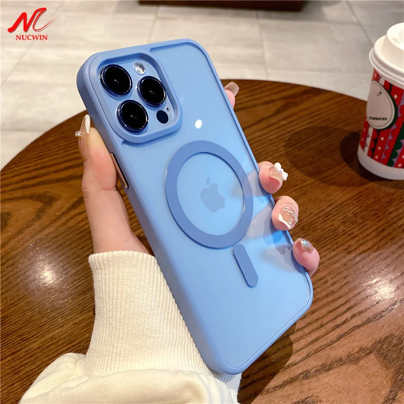

Тонкий матовый прозрачный акриловый чехол Magsafing для iPhone 11 12 Pro Max 13 Mini X Xs Xr 7 8 Plus 14 Max, Магнитный чехол для зарядки