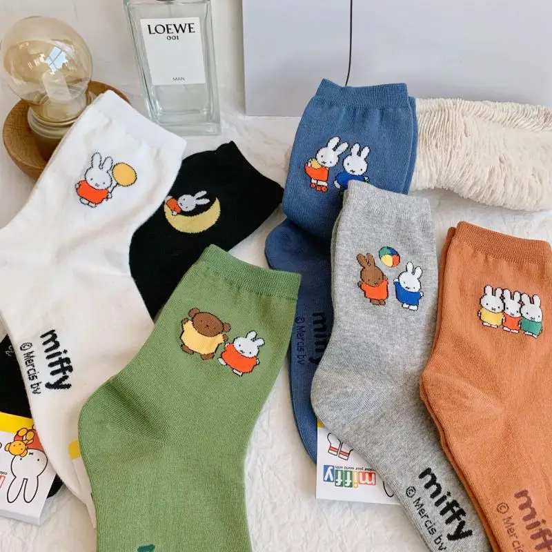 

Kawaii Miffy аниме мультфильм Kikiya женские носки разных цветов летние носки