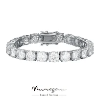 Vinregem 18K White Gold Plated 3EX 1CT 6.5MM Real Moissanite Tennis Bracelet for Women 925 Sterling Silver Jewelry Drop Shipping