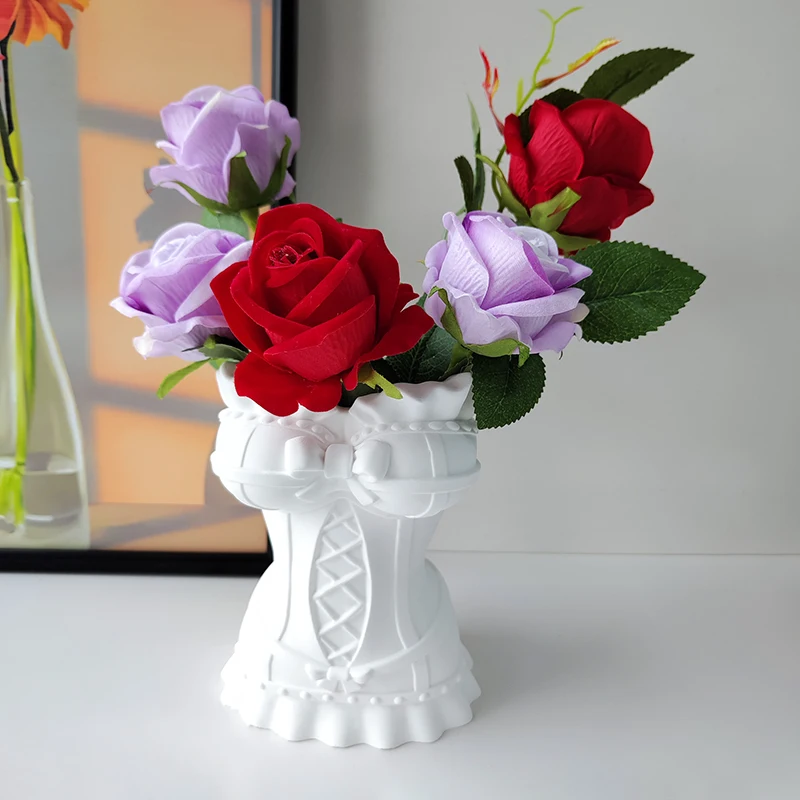 

Corset Mold Corset Top Mold Woman Dress Flower Base Mold Vase Mold Hanmade Soap Planting DIY Skirt Silicone Flower Pot Mould