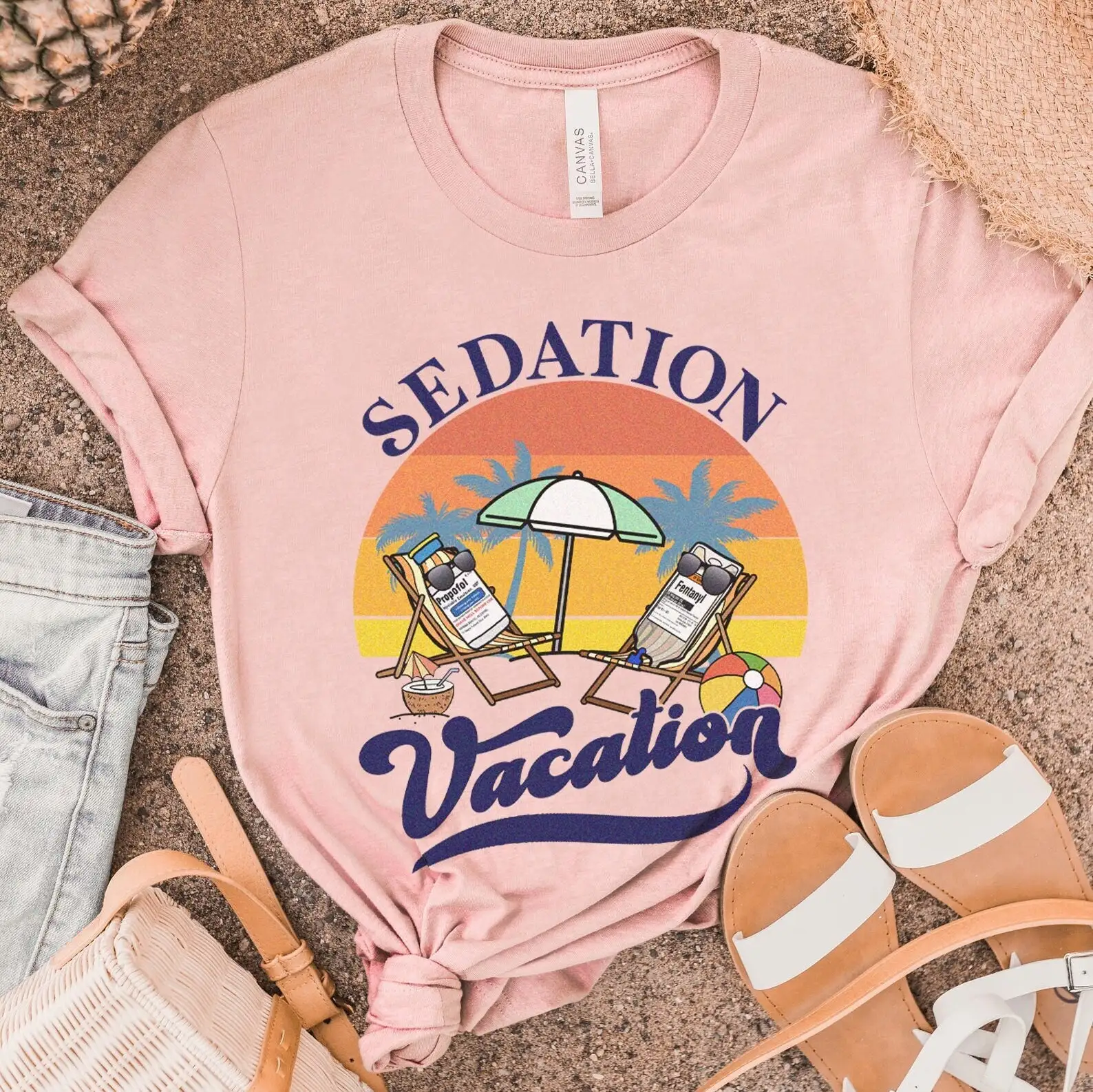 Забавная футболка с изображением Sedation Vacation Icu милая критическим уходом медсестра