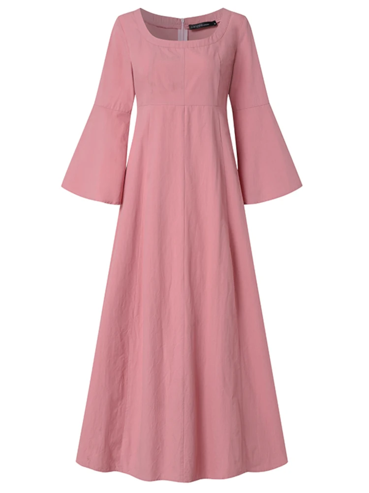 2022 женское осеннее платье ZANZEA винтажный сарафан с квадратным воротником и