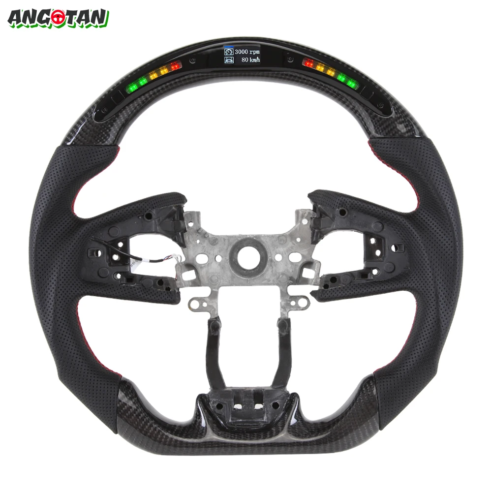 

LED Carbon Fiber Sports Racing Car Steering Wheel Kit Fit For Honda Civic 10th 2016-2023