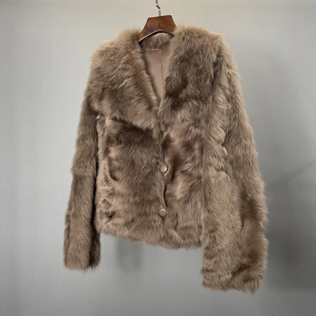 

Новая испанская импортная Меховая куртка из овечьей шкуры, пальто цвета хаки средней длины, двухстороннее меховое пальто