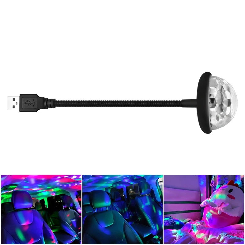 

LED Voice Controlled Atmosphere Lamp Soft Crystal Round Cover Atmosphere Lamp for Car Parties Bars and Rooms