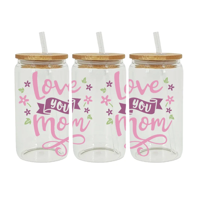 Наклейки с рисунком Мама Дизайн Мультфильм УФ Dtf термоклейкая пленка для стекла 16