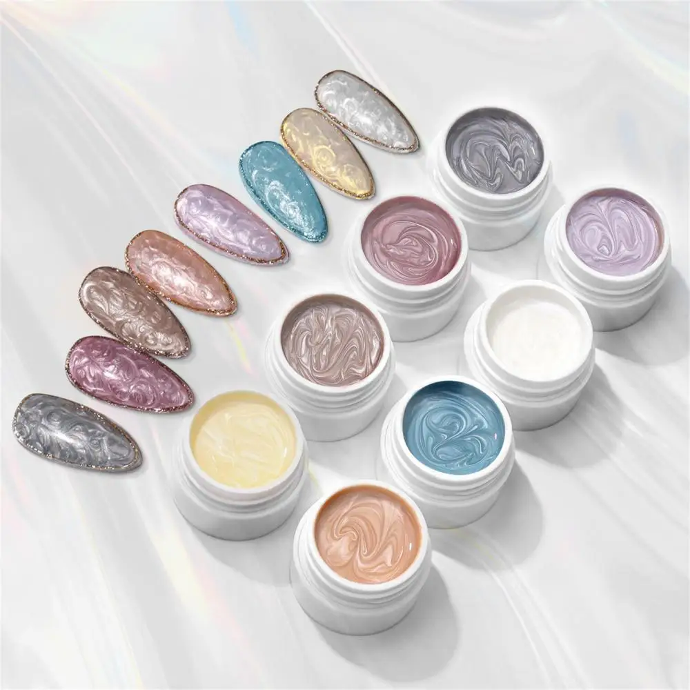 

8Colors Solid Pearl Shell Thread Gel Nail Art Polish Glitter Soak UV Off Gel Varnish Pearly Nail Accessories DIY Manicure Tool