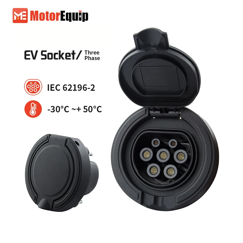 

EV Female Socket Type 2 16A 32A 1 or 3 Phase Charging Socket Fixed Electric Car Vehicle Cable Holder Type2 EV Charger Station