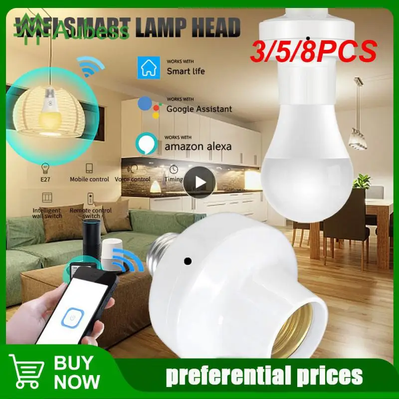 

3/5/8PCS Hands-free Voice Control Smart Lamp Holder Wireless E27 E26 Light Bulb 90-250v Smart Home